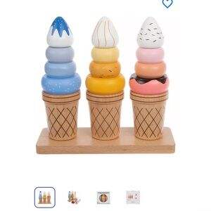 Colorful Wooden Ice Cream Cone Set